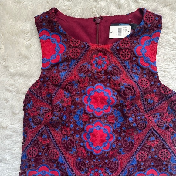 Anthropologie Eva Franco Eyelet Mini Dress Embroidered Lace Burgundy 2 NWT New - Picture 5 of 12